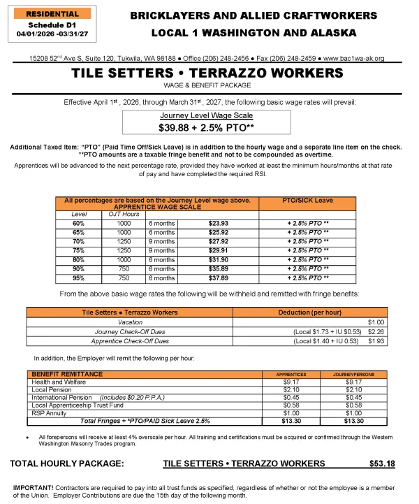 Residential TILE - TERRZZO April 1st 2026- March 31st 2027